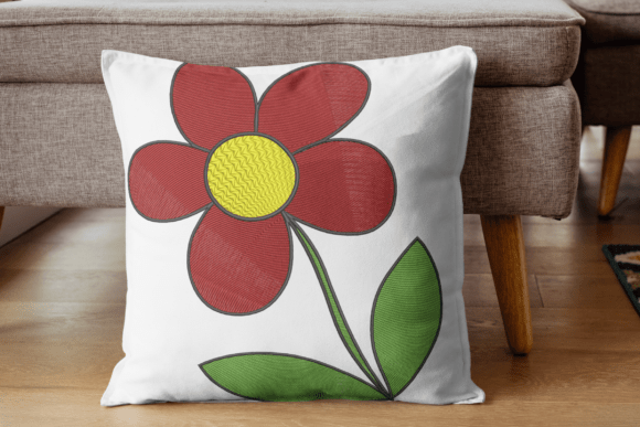 Bold Red Daisy Embroidery Design: A Timeless Touch