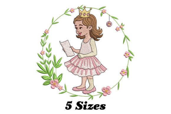 Charming Cute Girl with Floral Circle Design