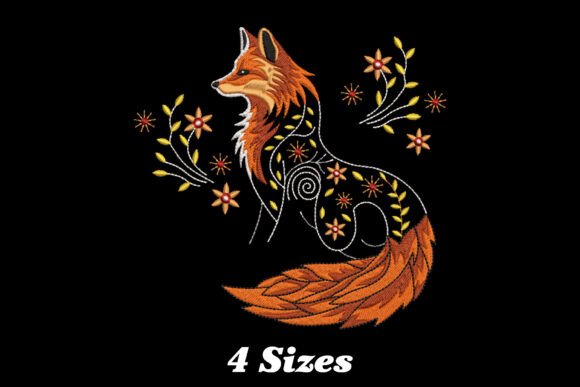 Charming Floral Fox for Whimsical Embroidery