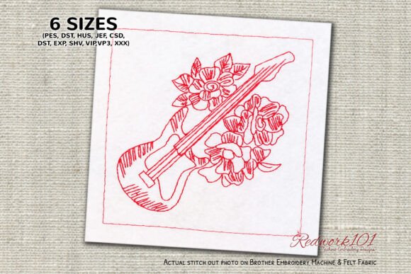 Charming Pleasant Musical Guitar and Roses
