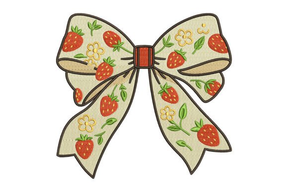 Charming Strawberry Bow Embroidery for Holidays