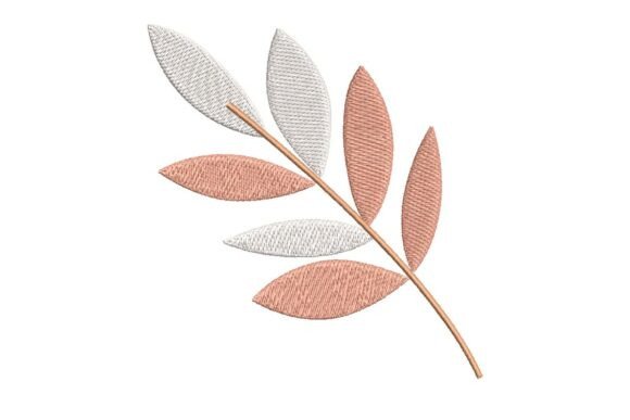 Charming Two-Tone Leaf Branch Embroidery Design