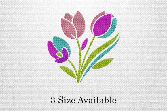 Colorful Tulip Bouquet: A Vibrant Embroidery Design