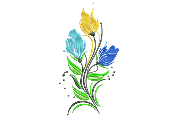 Colorful Tulip Flower: A Springtime Embroidery Delight