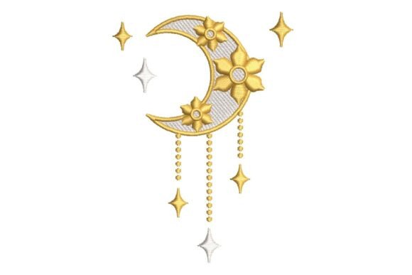 Elegant Celestial Moon Charm for Holiday Embroidery