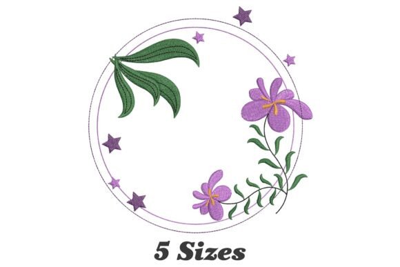 Elegant Iris Flower Circle Frame for Gifts