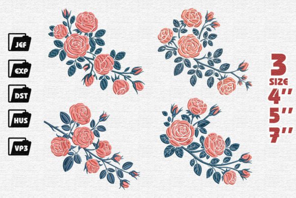 Elegant Rose Bouquet Embroidery Set for Holidays