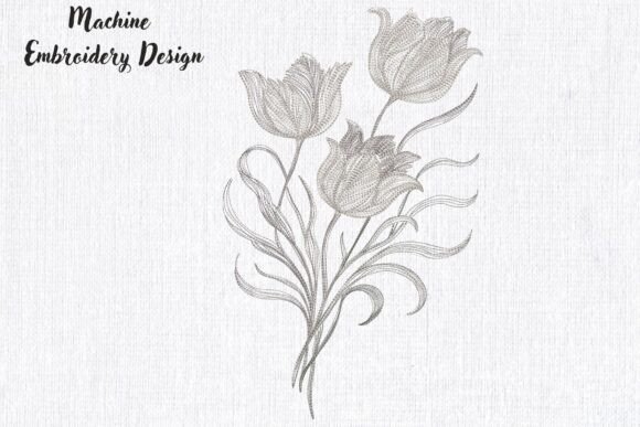 Elegant Tulip Trio Blackwork: A Refined Floral Design