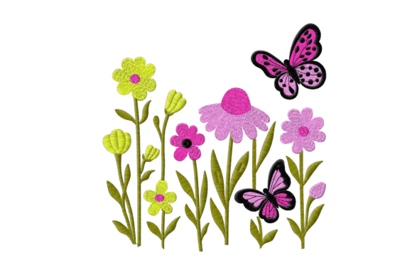 Flowers with Butterflies Embroidery: A Nature-Inspired Delight