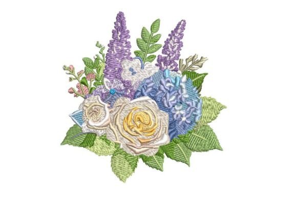 Purple and Blue Bouquet: A Versatile Embroidery Design