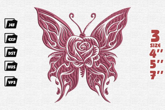 Rose Butterfly Embroidery: Enchanted Romance
