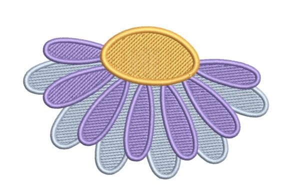 Stylized Pastel Daisy Flower Embroidery