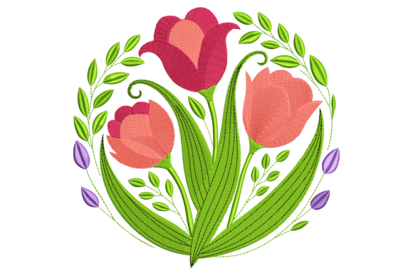 Vibrant Tulips: A Fresh Embroidery Design for Merch